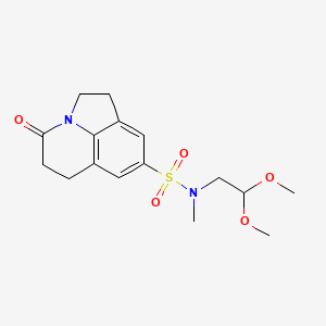 molecular formula C16H22N2O5S B2707130 N-(2,2-dimethoxyethyl)-N-methyl-11-oxo-1-azatricyclo[6.3.1.0^{4,12}]dodeca-4(12),5,7-triene-6-sulfonamide CAS No. 898419-51-7