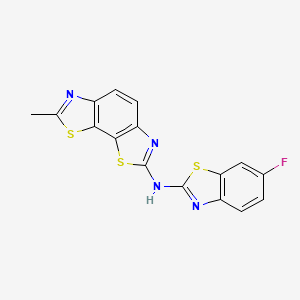 molecular formula C16H9FN4S3 B2707131 N-(6-fluoro-1,3-benzothiazol-2-yl)-11-methyl-3,12-dithia-5,10-diazatricyclo[7.3.0.0^{2,6}]dodeca-1(9),2(6),4,7,10-pentaen-4-amine CAS No. 862976-09-8