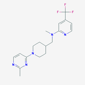 molecular formula C18H22F3N5 B2707140 N-methyl-N-{[1-(2-methylpyrimidin-4-yl)piperidin-4-yl]methyl}-4-(trifluoromethyl)pyridin-2-amine CAS No. 2415534-38-0
