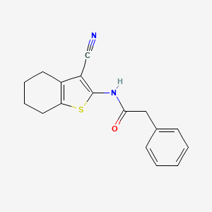 molecular formula C17H16N2OS B2707162 N-(3-cyano-4,5,6,7-tetrahydro-1-benzothiophen-2-yl)-2-phenylacetamide CAS No. 301307-93-7