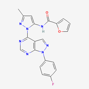 molecular formula C20H14FN7O2 B2707189 N-(1-(1-(4-fluorophenyl)-1H-pyrazolo[3,4-d]pyrimidin-4-yl)-3-methyl-1H-pyrazol-5-yl)furan-2-carboxamide CAS No. 1007008-80-1