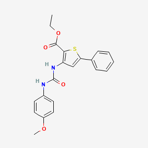 molecular formula C21H20N2O4S B2707195 Ethyl 3-(3-(4-methoxyphenyl)ureido)-5-phenylthiophene-2-carboxylate CAS No. 391866-81-2