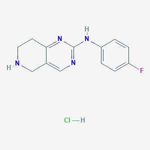 molecular formula C13H14ClFN4 B2707216 N-(4-Fluorophenyl)-5,6,7,8-tetrahydropyrido[4,3-d]pyrimidin-2-amine;hydrochloride CAS No. 1216409-98-1