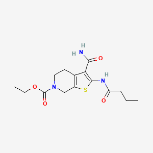 molecular formula C15H21N3O4S B2707281 ethyl 2-butanamido-3-carbamoyl-4H,5H,6H,7H-thieno[2,3-c]pyridine-6-carboxylate CAS No. 864925-94-0