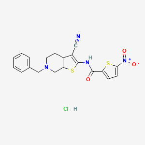 molecular formula C20H17ClN4O3S2 B2707286 N-(6-benzyl-3-cyano-4,5,6,7-tetrahydrothieno[2,3-c]pyridin-2-yl)-5-nitrothiophene-2-carboxamide hydrochloride CAS No. 1216704-47-0