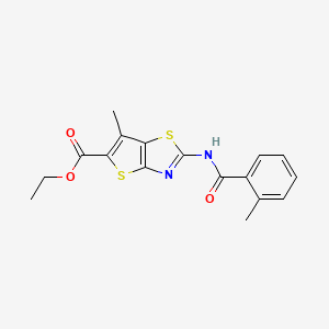 molecular formula C17H16N2O3S2 B2707303 Ethyl 6-methyl-2-(2-methylbenzamido)thieno[2,3-d]thiazole-5-carboxylate CAS No. 681156-41-2