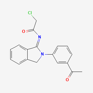 molecular formula C18H15ClN2O2 B2707341 N-[2-(3-Acetylphenyl)-2,3-dihydro-1H-isoindol-1-ylidene]-2-chloroacetamide CAS No. 554404-32-9