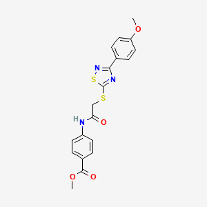 molecular formula C19H17N3O4S2 B2707374 Methyl 4-(2-((3-(4-methoxyphenyl)-1,2,4-thiadiazol-5-yl)thio)acetamido)benzoate CAS No. 864922-51-0