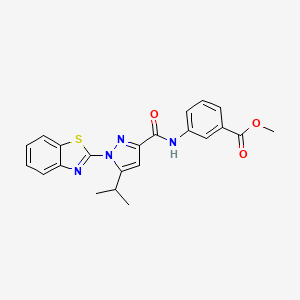 molecular formula C22H20N4O3S B2707381 methyl 3-(1-(benzo[d]thiazol-2-yl)-5-isopropyl-1H-pyrazole-3-carboxamido)benzoate CAS No. 1013806-67-1