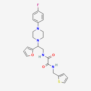 molecular formula C23H25FN4O3S B2707383 N1-(2-(4-(4-fluorophenyl)piperazin-1-yl)-2-(furan-2-yl)ethyl)-N2-(thiophen-2-ylmethyl)oxalamide CAS No. 877632-33-2