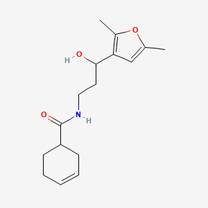 molecular formula C16H23NO3 B2707391 N-[3-(2,5-DIMETHYLFURAN-3-YL)-3-HYDROXYPROPYL]CYCLOHEX-3-ENE-1-CARBOXAMIDE CAS No. 1421466-97-8
