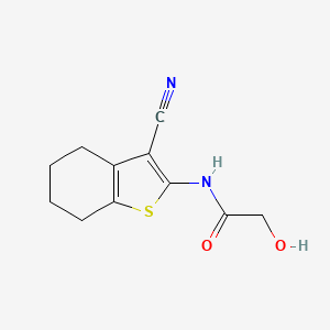 molecular formula C11H12N2O2S B2707399 N-(3-cyano-4,5,6,7-tetrahydro-1-benzothiophen-2-yl)-2-hydroxyacetamide CAS No. 866132-15-2