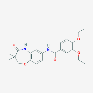 molecular formula C22H26N2O5 B2707400 N-(3,3-dimethyl-4-oxo-2,3,4,5-tetrahydro-1,5-benzoxazepin-7-yl)-3,4-diethoxybenzamide CAS No. 921523-68-4