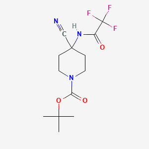 molecular formula C13H18F3N3O3 B2707411 tert-Butyl 4-cyano-4-(2,2,2-trifluoroacetamido)piperidine-1-carboxylate CAS No. 871115-20-7