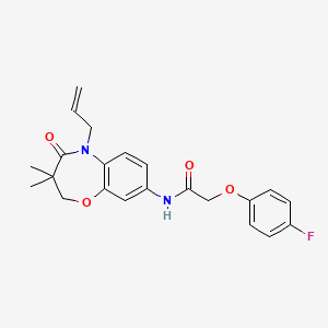 molecular formula C22H23FN2O4 B2707418 N-(5-allyl-3,3-dimethyl-4-oxo-2,3,4,5-tetrahydrobenzo[b][1,4]oxazepin-8-yl)-2-(4-fluorophenoxy)acetamide CAS No. 921525-23-7