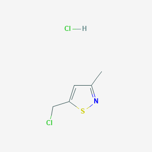 molecular formula C5H7Cl2NS B2707426 5-(Chloromethyl)-3-methyl-1,2-thiazole hydrochloride CAS No. 2095410-86-7