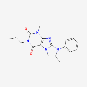 molecular formula C18H19N5O2 B2707428 1,7-dimethyl-8-phenyl-3-propyl-1H,2H,3H,4H,8H-imidazo[1,2-g]purine-2,4-dione CAS No. 887463-71-0
