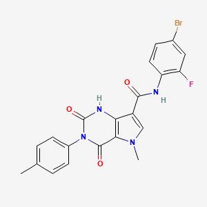molecular formula C21H16BrFN4O3 B2707480 N-(4-bromo-2-fluorophenyl)-5-methyl-3-(4-methylphenyl)-2,4-dioxo-1H,2H,3H,4H,5H-pyrrolo[3,2-d]pyrimidine-7-carboxamide CAS No. 921578-96-3