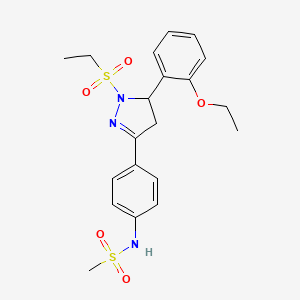 molecular formula C20H25N3O5S2 B2707513 N-(4-(5-(2-ethoxyphenyl)-1-(ethylsulfonyl)-4,5-dihydro-1H-pyrazol-3-yl)phenyl)methanesulfonamide CAS No. 852140-97-7