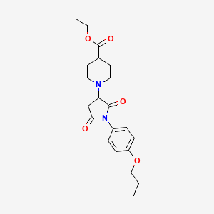 molecular formula C21H28N2O5 B2707515 Ethyl 1-[2,5-dioxo-1-(4-propoxyphenyl)pyrrolidin-3-yl]piperidine-4-carboxylate CAS No. 331759-76-3