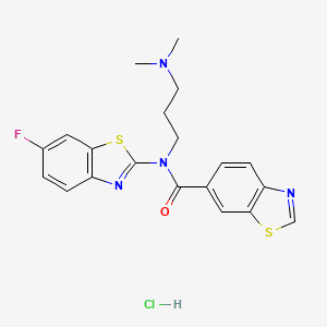 molecular formula C20H20ClFN4OS2 B2707525 N-(3-(dimethylamino)propyl)-N-(6-fluorobenzo[d]thiazol-2-yl)benzo[d]thiazole-6-carboxamide hydrochloride CAS No. 1215817-21-2