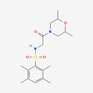 molecular formula C18H28N2O4S B2707564 N-(2-(2,6-dimethylmorpholino)-2-oxoethyl)-2,3,5,6-tetramethylbenzenesulfonamide CAS No. 690246-13-0