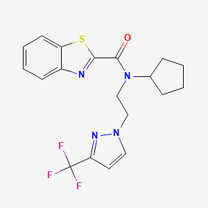 molecular formula C19H19F3N4OS B2707565 N-cyclopentyl-N-(2-(3-(trifluoromethyl)-1H-pyrazol-1-yl)ethyl)benzo[d]thiazole-2-carboxamide CAS No. 2034354-84-0