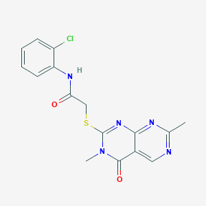 molecular formula C16H14ClN5O2S B2707567 N-(2-chlorophenyl)-2-((3,7-dimethyl-4-oxo-3,4-dihydropyrimido[4,5-d]pyrimidin-2-yl)thio)acetamide CAS No. 1286702-56-4