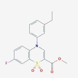 molecular formula C18H16FNO4S B2707574 methyl 4-(3-ethylphenyl)-7-fluoro-4H-1,4-benzothiazine-2-carboxylate 1,1-dioxide CAS No. 1291855-96-3