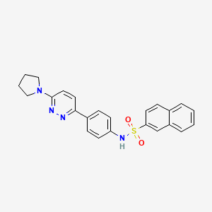 molecular formula C24H22N4O2S B2707588 N-(4-(6-(pyrrolidin-1-yl)pyridazin-3-yl)phenyl)naphthalene-2-sulfonamide CAS No. 941995-09-1