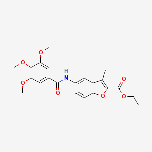 molecular formula C22H23NO7 B2707616 Ethyl 3-methyl-5-(3,4,5-trimethoxybenzamido)benzofuran-2-carboxylate CAS No. 923186-06-5