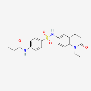 molecular formula C21H25N3O4S B2707627 N-{4-[(1-ethyl-2-oxo-1,2,3,4-tetrahydroquinolin-6-yl)sulfamoyl]phenyl}-2-methylpropanamide CAS No. 922026-55-9