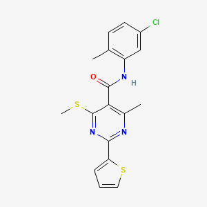 molecular formula C18H16ClN3OS2 B2707662 N-(5-chloro-2-methylphenyl)-4-methyl-6-(methylsulfanyl)-2-(thiophen-2-yl)pyrimidine-5-carboxamide CAS No. 1087851-65-7
