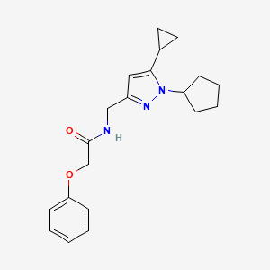 molecular formula C20H25N3O2 B2707674 N-((1-cyclopentyl-5-cyclopropyl-1H-pyrazol-3-yl)methyl)-2-phenoxyacetamide CAS No. 1448033-33-7
