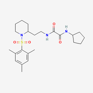 molecular formula C23H35N3O4S B2707695 N1-cyclopentyl-N2-(2-(1-(mesitylsulfonyl)piperidin-2-yl)ethyl)oxalamide CAS No. 898450-72-1