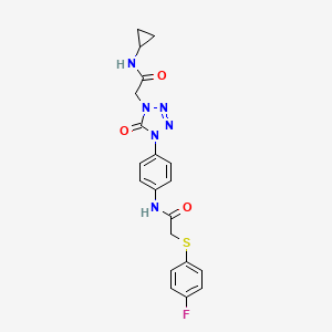 molecular formula C20H19FN6O3S B2707703 N-(4-{4-[(cyclopropylcarbamoyl)methyl]-5-oxo-4,5-dihydro-1H-1,2,3,4-tetrazol-1-yl}phenyl)-2-[(4-fluorophenyl)sulfanyl]acetamide CAS No. 1396882-34-0