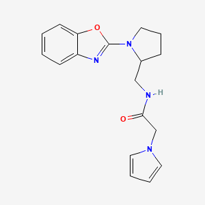 molecular formula C18H20N4O2 B2707710 N-((1-(benzo[d]oxazol-2-yl)pyrrolidin-2-yl)methyl)-2-(1H-pyrrol-1-yl)acetamide CAS No. 1798484-59-9