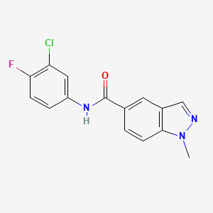 molecular formula C15H11ClFN3O B2707750 N-(3-chloro-4-fluorophenyl)-1-methylindazole-5-carboxamide 