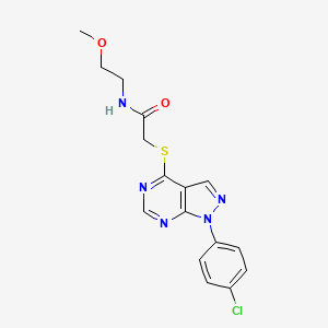 2-[1-(4-chlorophenyl)pyrazolo[3,4-d]pyrimidin-4-yl]sulfanyl-N-(2-methoxyethyl)acetamide
