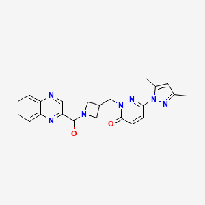 molecular formula C22H21N7O2 B2707809 6-(3,5-dimethyl-1H-pyrazol-1-yl)-2-{[1-(quinoxaline-2-carbonyl)azetidin-3-yl]methyl}-2,3-dihydropyridazin-3-one CAS No. 2202337-36-6