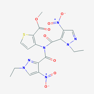 molecular formula C18H17N7O8S B270782 METHYL 3-{[(1-ETHYL-4-NITRO-1H-PYRAZOL-3-YL)CARBONYL][(1-ETHYL-4-NITRO-1H-PYRAZOL-5-YL)CARBONYL]AMINO}-2-THIOPHENECARBOXYLATE 