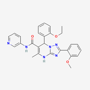 molecular formula C27H26N6O3 B2707821 7-(2-ethoxyphenyl)-2-(2-methoxyphenyl)-5-methyl-N-(pyridin-3-yl)-4,7-dihydro-[1,2,4]triazolo[1,5-a]pyrimidine-6-carboxamide CAS No. 539798-44-2