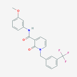 molecular formula C21H17F3N2O3 B2707856 N-(3-methoxyphenyl)-2-oxo-1-{[3-(trifluoromethyl)phenyl]methyl}-1,2-dihydropyridine-3-carboxamide CAS No. 946331-39-1