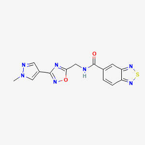 molecular formula C14H11N7O2S B2707886 N-((3-(1-methyl-1H-pyrazol-4-yl)-1,2,4-oxadiazol-5-yl)methyl)benzo[c][1,2,5]thiadiazole-5-carboxamide CAS No. 2034384-67-1