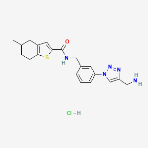 molecular formula C20H24ClN5OS B2707899 N-[[3-[4-(Aminomethyl)triazol-1-yl]phenyl]methyl]-5-methyl-4,5,6,7-tetrahydro-1-benzothiophene-2-carboxamide;hydrochloride CAS No. 2418644-73-0