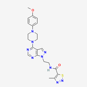molecular formula C22H25N9O2S B2707973 N-(2-(4-(4-(4-methoxyphenyl)piperazin-1-yl)-1H-pyrazolo[3,4-d]pyrimidin-1-yl)ethyl)-4-methyl-1,2,3-thiadiazole-5-carboxamide CAS No. 1021094-86-9