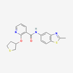 molecular formula C18H17N3O2S2 B2707976 N-(2-methyl-1,3-benzothiazol-5-yl)-2-(thiolan-3-yloxy)pyridine-3-carboxamide CAS No. 2034470-73-8