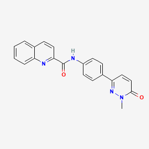 molecular formula C21H16N4O2 B2708025 N-(4-(1-methyl-6-oxo-1,6-dihydropyridazin-3-yl)phenyl)quinoline-2-carboxamide CAS No. 941979-92-6