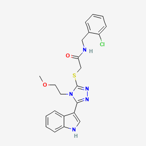 2-((5-(1H-indol-3-yl)-4-(2-methoxyethyl)-4H-1,2,4-triazol-3-yl)thio)-N-(2-chlorobenzyl)acetamide