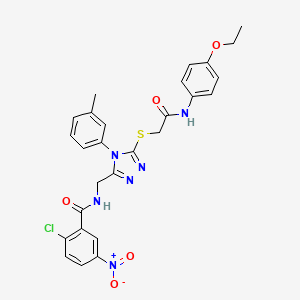 2-chloro-N-((5-((2-((4-ethoxyphenyl)amino)-2-oxoethyl)thio)-4-(m-tolyl)-4H-1,2,4-triazol-3-yl)methyl)-5-nitrobenzamide